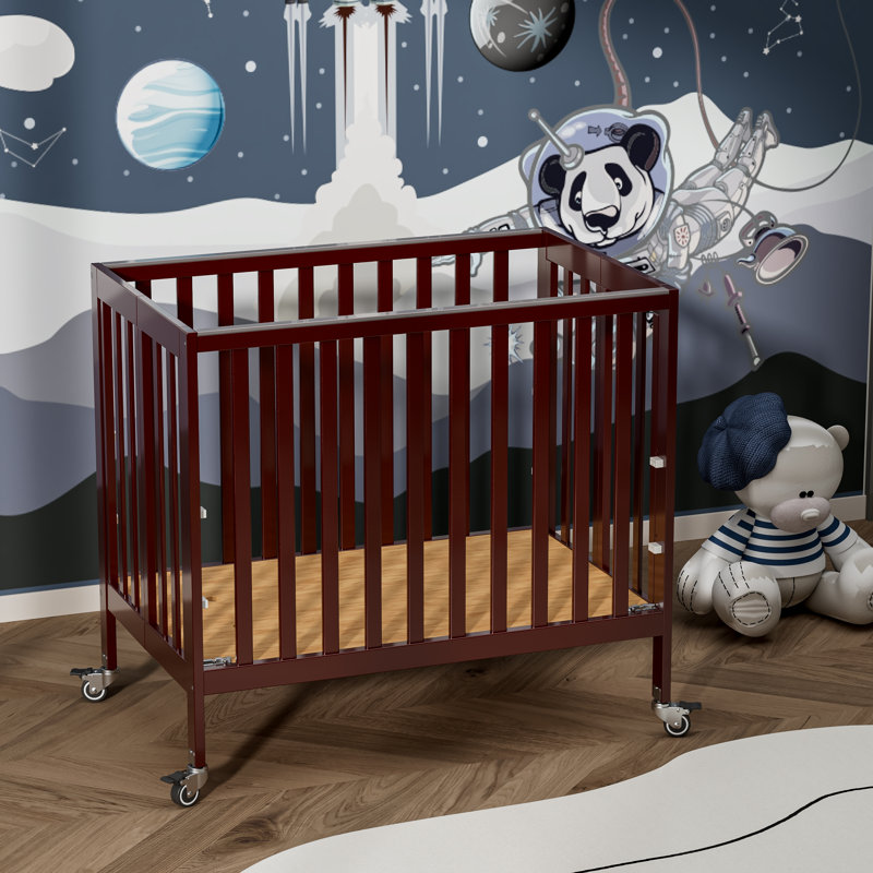 Hiltz Foldable Portable Crib With Mattress, Espresso