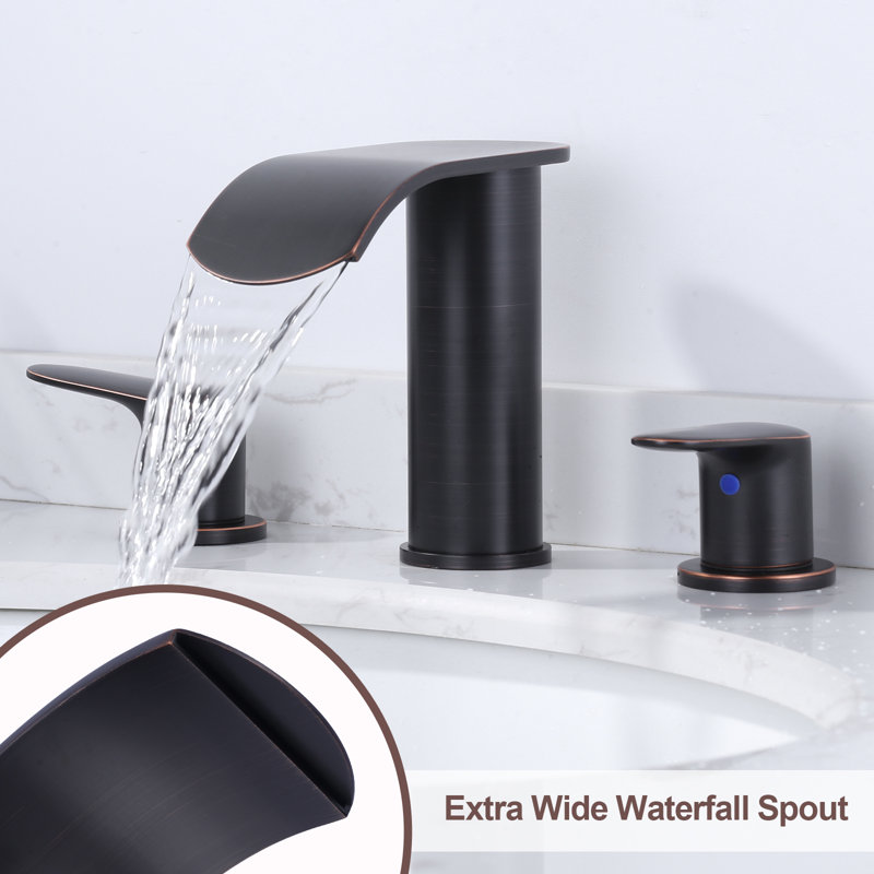 Oil Rubbed Bronze 8 in. Widespread Waterfall Bathroom Faucet