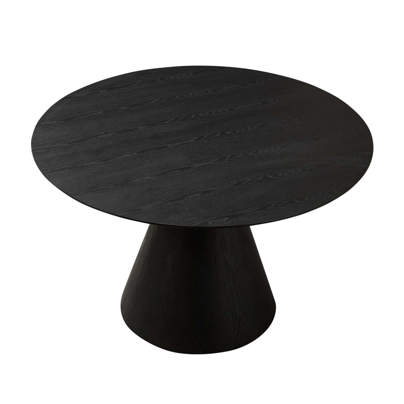 Modern Round Dining Table with Pedestal Base and Trim Ring
