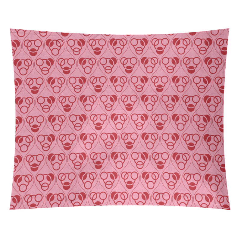 Tapisserie de noël en polyester cercles et vagues, H 51 po x l 60 po, Rose / Rouge