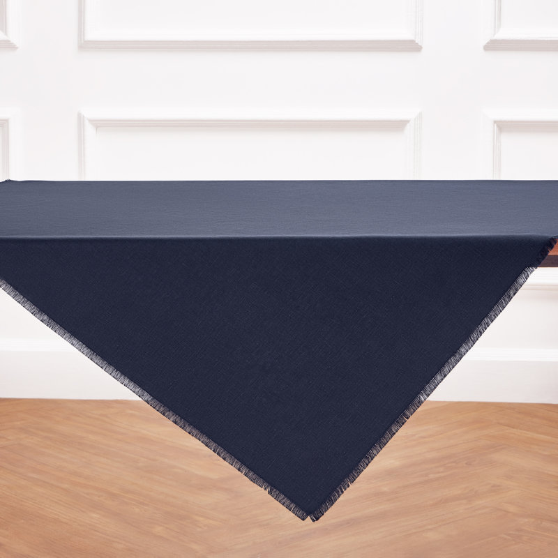 Fringe - 100% Pure Linen Table Throw, Navy