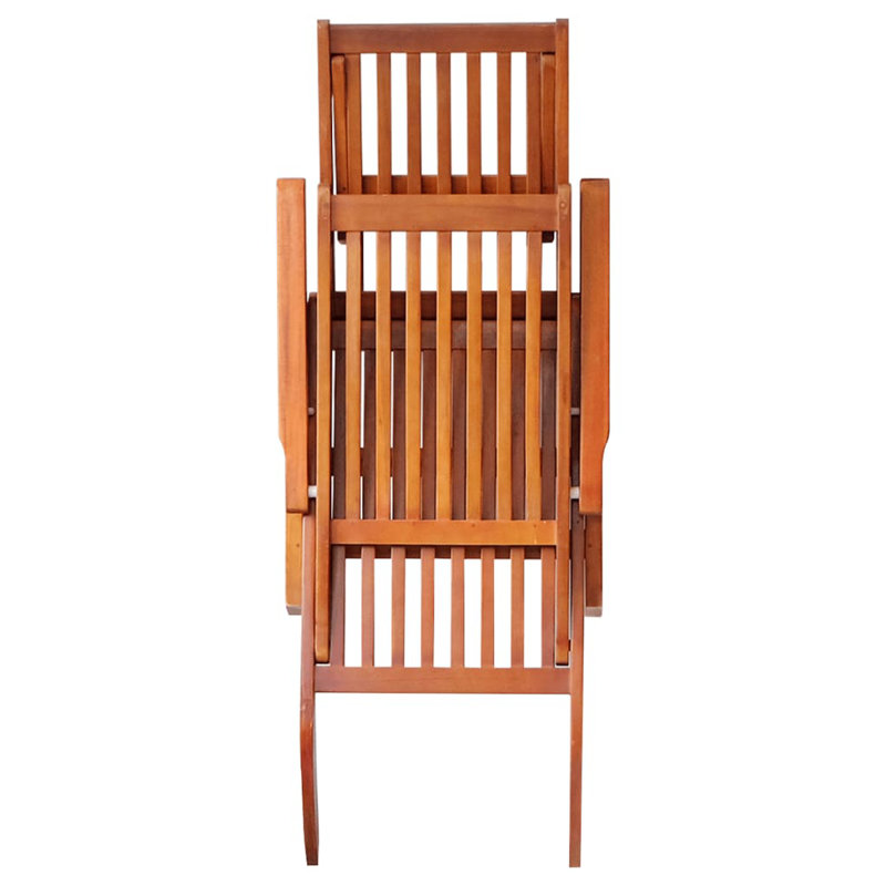 Deckchair Patio Lounge Chair Folding Sunbed Cushion Solid Acacia Wood, Brown, Multicolor