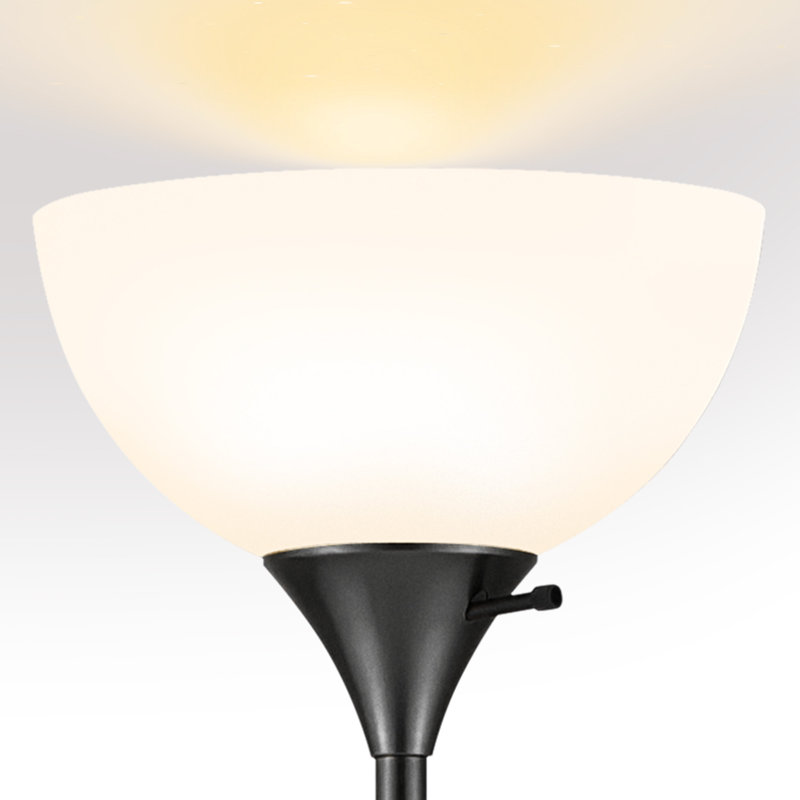 Lampe torchère sur pied 71 po avec 2 lumières DEL, Noir mat