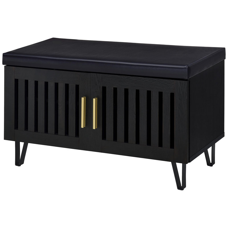 Banc de rangement 2 portes, Noir