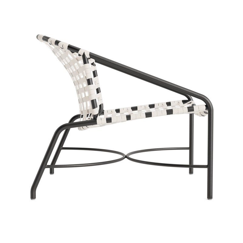Kantan Outdoor Lounge Chair, Textured Pewter/White Suncloth Lace