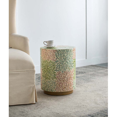 Tabouret Capiz Floral Design avec base dorée - multicolore, finition dorée
