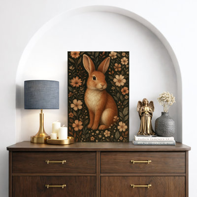 Œuvre d'art de portrait de lapin rétro, photos de salon, impression sur toile encadrée