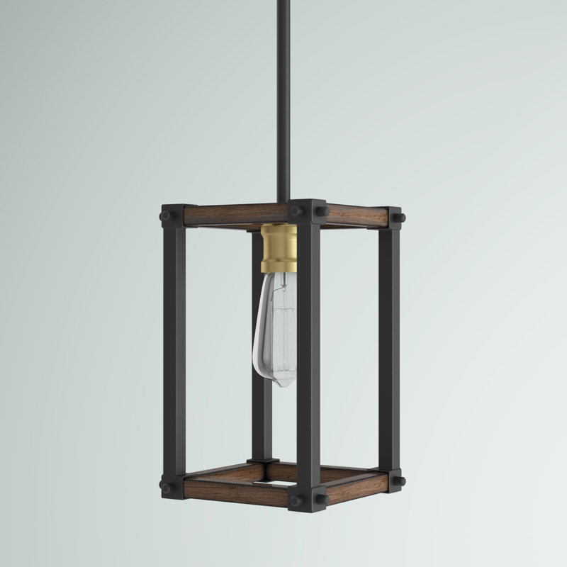 Luminaire suspendu simple à 1 lumière Charles, Acajou rustique