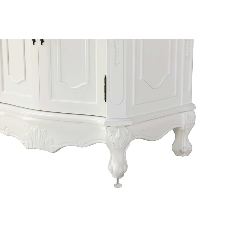 Meuble-lavabo double 66 po blanc antique, Blanc antique