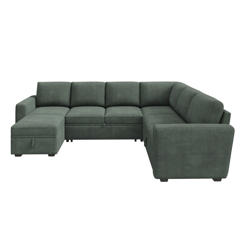 Latitude Run Corduroy Sleeper Sectional Sofa Bed