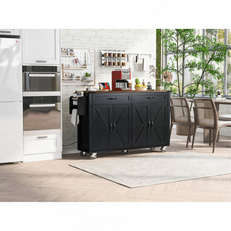Versatile Farmhouse Kitchen Island With Multiple Functionalities For Your Dream Kitchen, Black