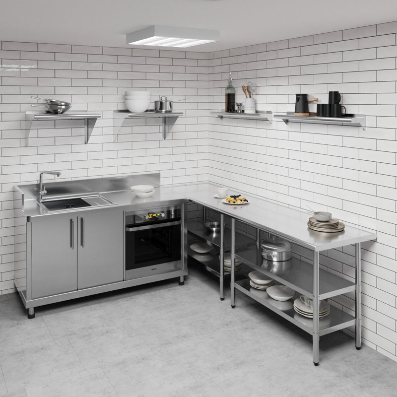 36" Wide Stainless Steel Wall Shelf with Brackets