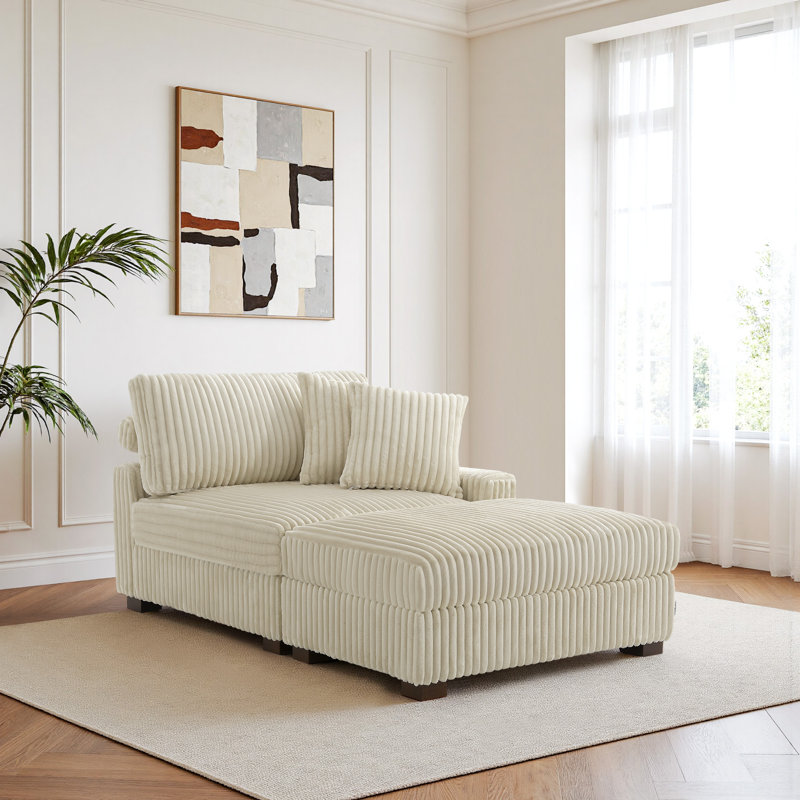 Upholstered Chaise Lounge, Right Hand Facing, White