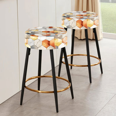 Ensemble de 2 tabourets à motif géométrique rustique Boho