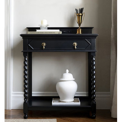 35.43" Black Rectangular Solid + Manufactured Wood Console Table