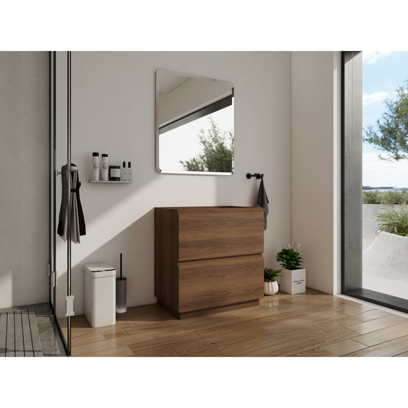 30-Inch Freestanding Bathroom Vanity Cabinet With Double Drawer, Modern Undermount Sink Cabinet, Engineered Wood, Brown | Gift Idea