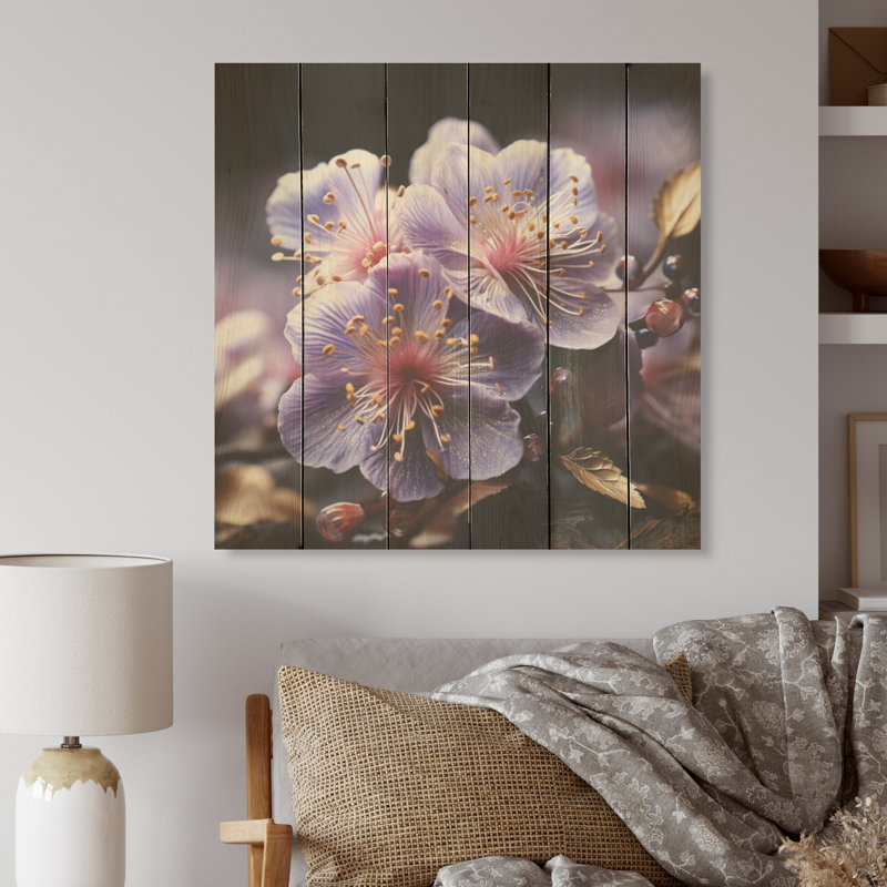 Harmony - Violets, panneau mural en bois sur bois de pin naturel, H 30 po x l 30 po