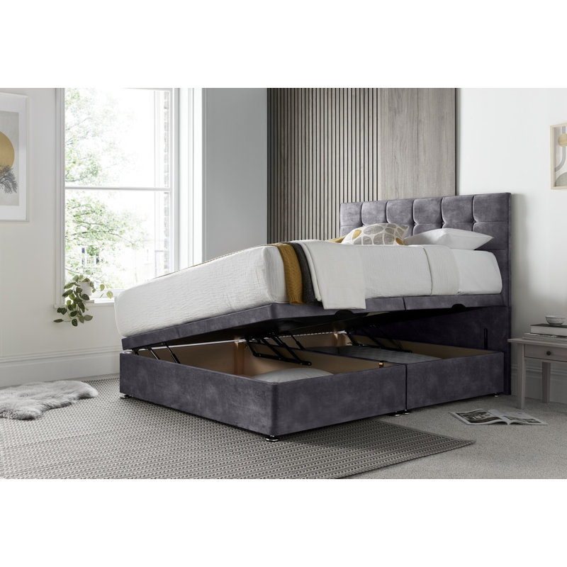 Florida Conistan Divan Ottoman with Floor Standing Headboard , Charcoal, Small Double (4')