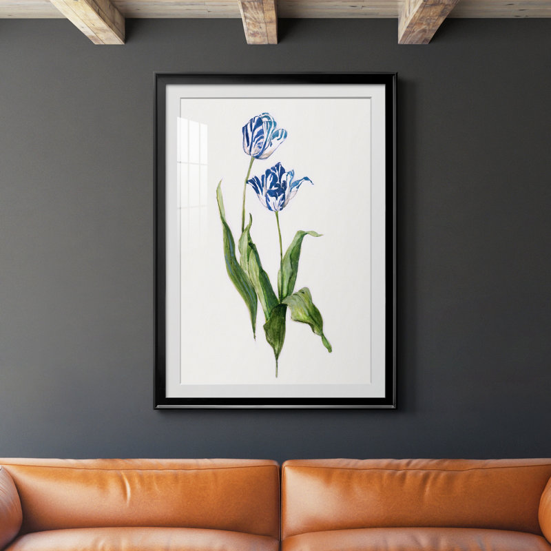 Peinture botanique bleue vive II, Noir, H 30,5 po x l 42,5 po x P 1,5 po