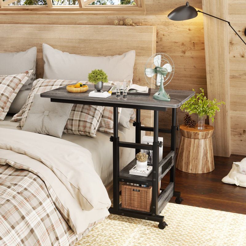 Swapan Adjustable Height C End Table, Oak