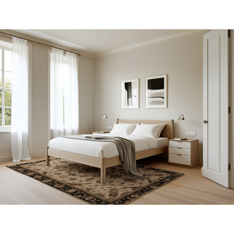 Tapis brun français lavable à la machine, Rectangle 5 pi x 7 pi