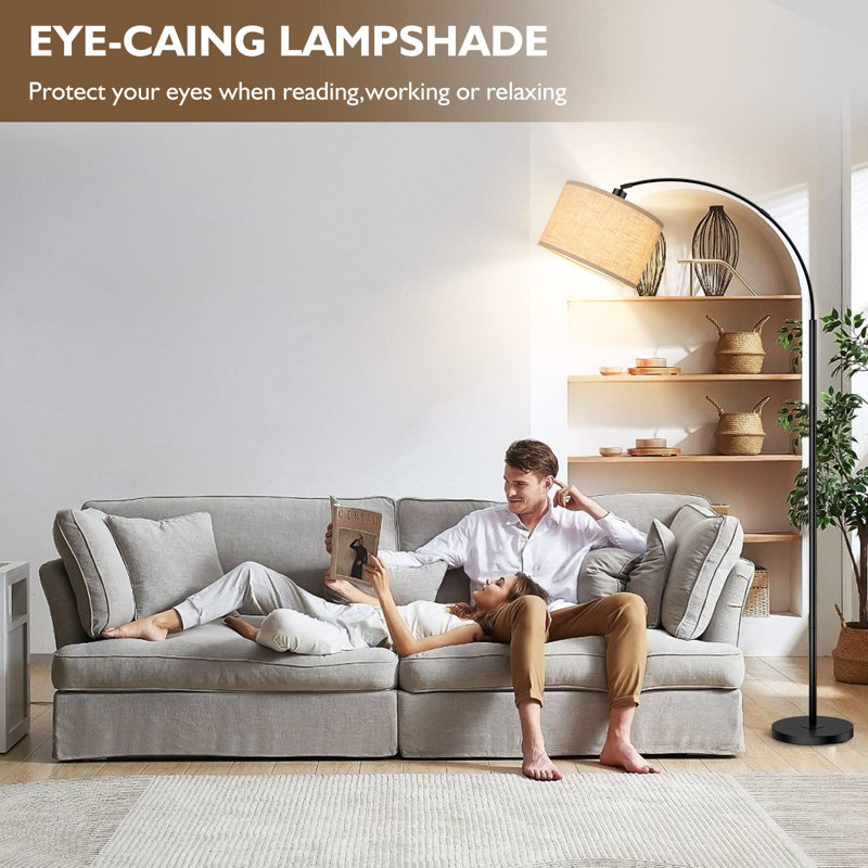 Lampe sur pied arquée 70,98 po Hicksley, Beige