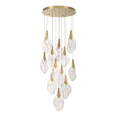 Chandelier, 16-Light, 24", Gold, Clear Glass