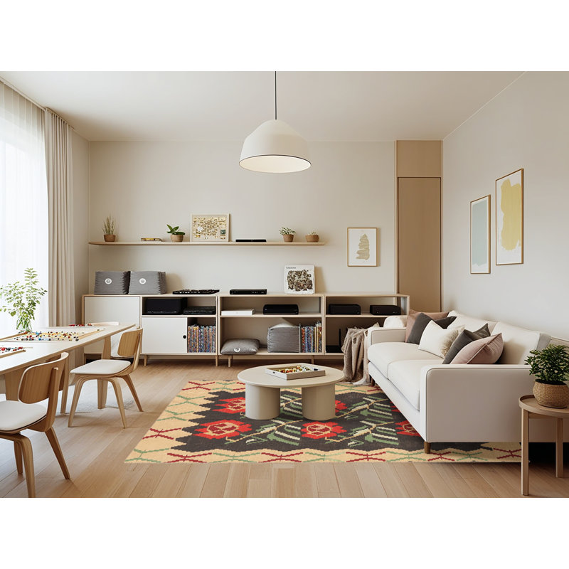Tapis rouge / beige Veana, Rectangle 7 pi x 9 pi