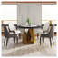 Table de salle à manger ronde 53 po en pierre frittée avec base en métal bronze-602026573