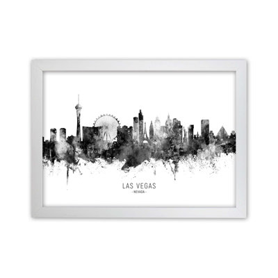 Las Vegas Nevada Skyline Black White City Name by Michael Tompsett - Print