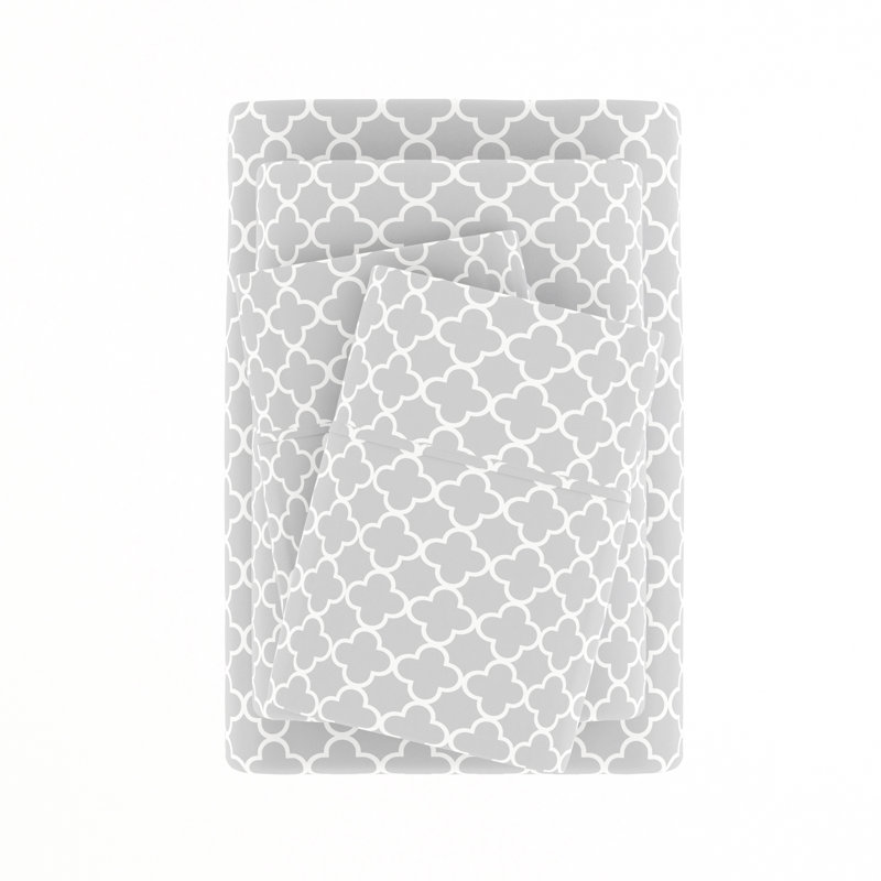 Edinburg Geometric Sheet Set, Gray, Twin
