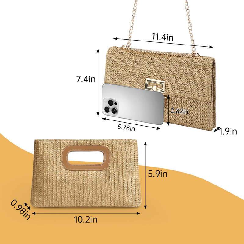 Ensemble de sacs à main élégants en cuir de paille tissé et en polyuréthane pour femme