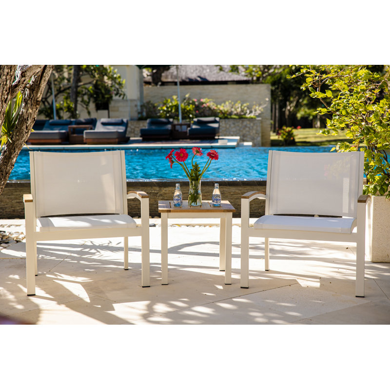 Soho 20" Teak Aluminum Outdoor Tall Square Side Table, White