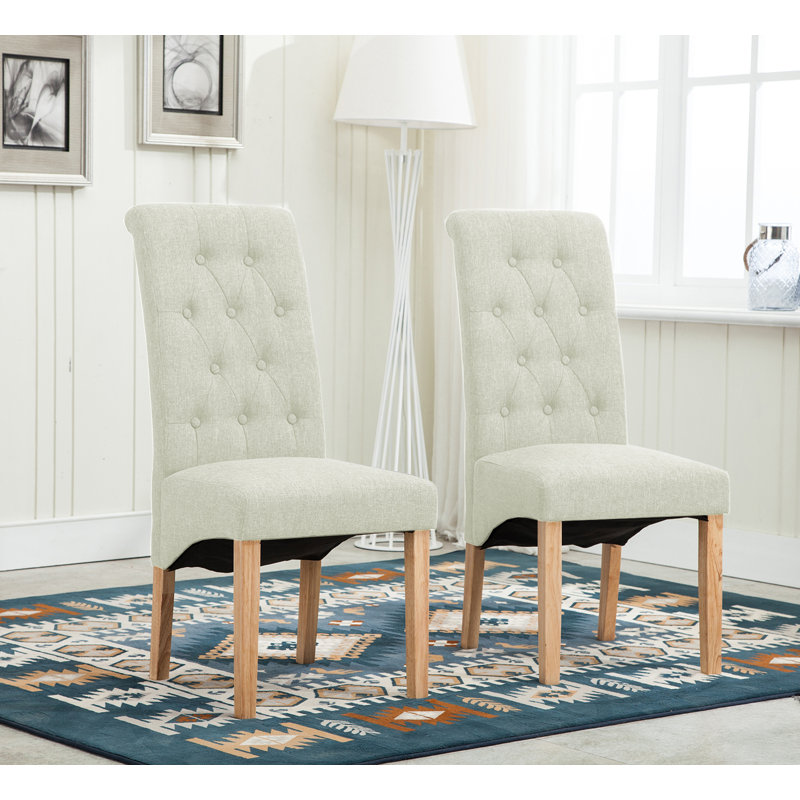 Anya 46.5cm H Tufted Upholstered Side Chair, Cream, 4