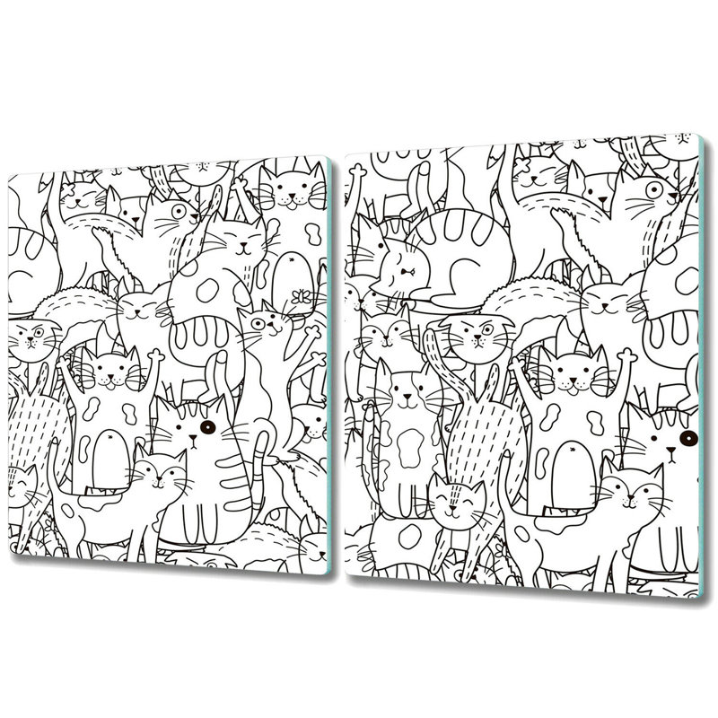 Sheley Chaotic Abstract Happy Cats Chopping Board, 30cm L x 52cm W