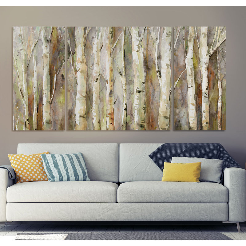 " Birch Path " 3 - Pieces, 32" H x 64" W x 1.5" D