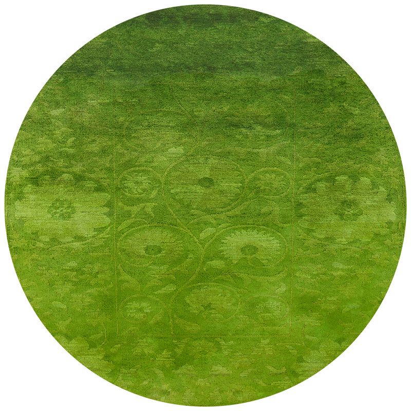 Tapis vert de style oriental, Rond 5 pi