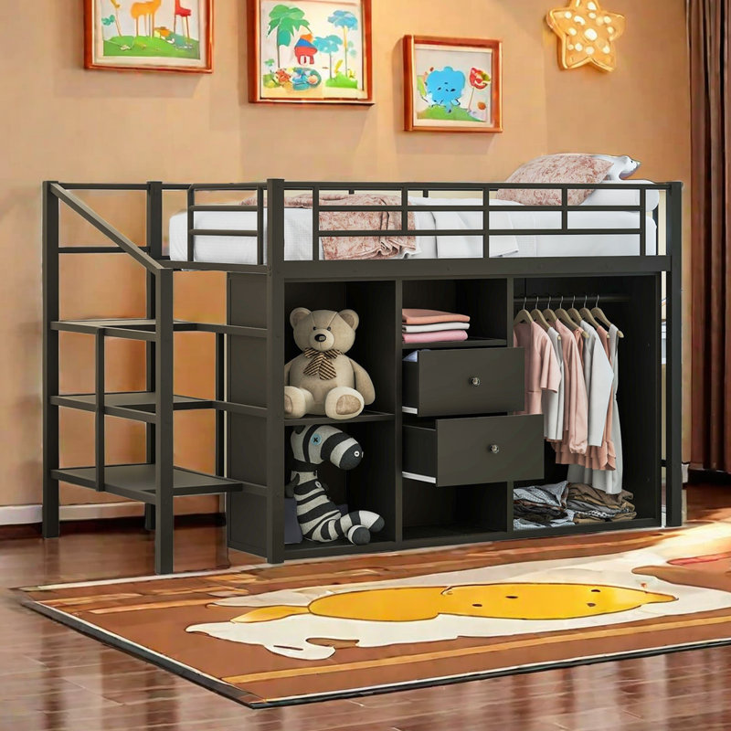 Lit mezzanine avec tiroirs Amely Kids, Simple