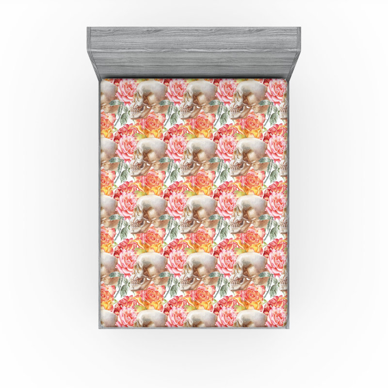 Drap-housse Ambesonne, Rose pâle, vert réséda / floral, Drap-housse de taille très grand