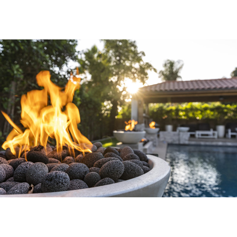 Luna Concrete Smokeless Fire Pit, 17" H x 38" W x 38" D, Gray, Propane
