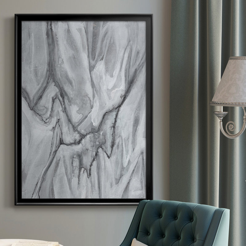 Marbré blanc I - reproduction d'art sur toile, H 30,5 po x l 22,5 po x P 1 po, Cadre noir