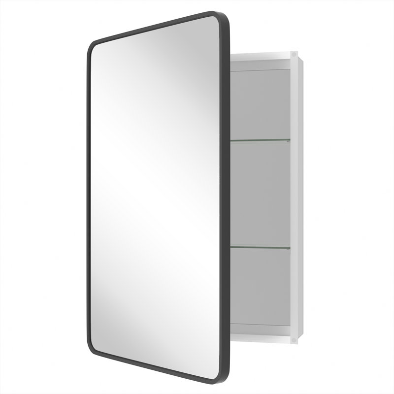 Armoire à pharmacie avec miroir réglable Anaahat, Noir, H 36 po x l 24 po x P 3,8 po