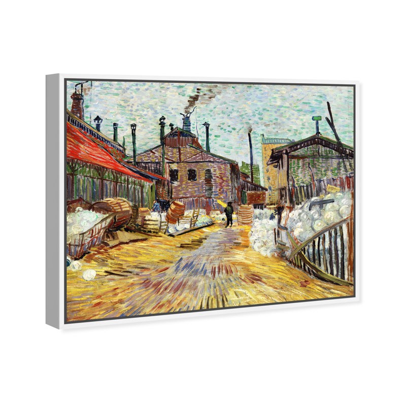 L'usine par Vincent Van Gogh - Peinture, H 24 po x l 28 po, Cadre blanc
