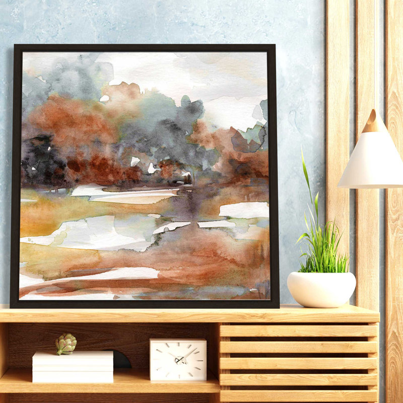 Sandstone and Sediment I par Carol Robinson - Peinture, L 39,5 po x H 39,5 po, Encadrement brun