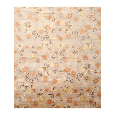Tapis beige noué à la main de conception unique 8 pi x 9 pi 7 po Hasmik