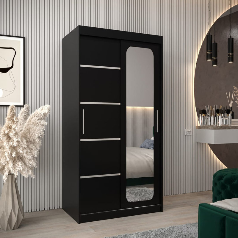 Manufactured Wood Wardrobe, Black