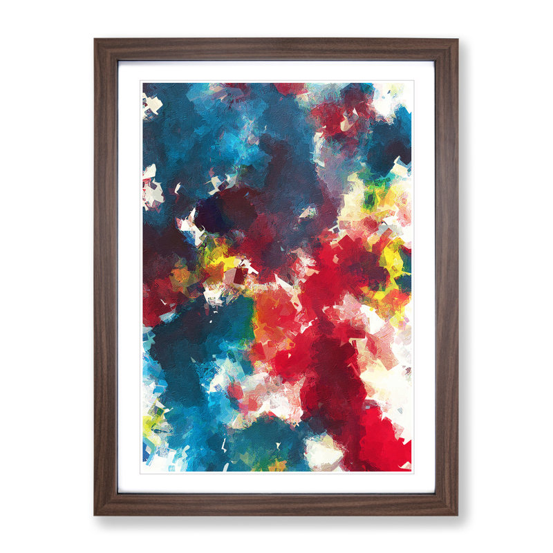 Blast of Life Abstract - Wall Art, 48cm H x 36cm W, Walnut Framed, White