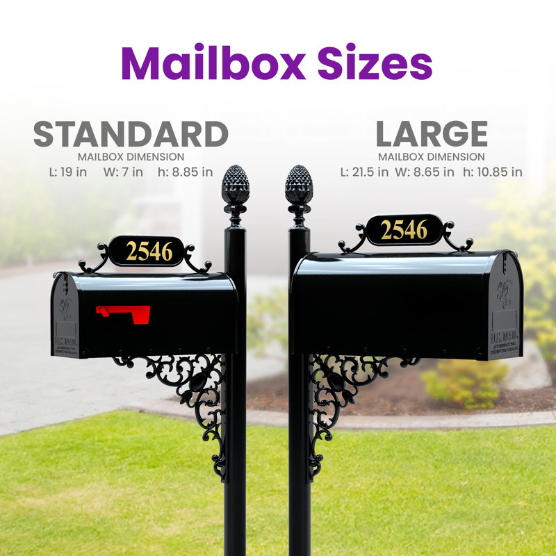 Williamsburg Style Address Plate - 16x4.5 Inch Aluminum Mailbox Topper With Reflective Numbers