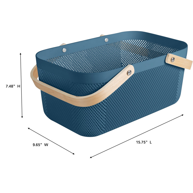  Grand panier de rangement en plastique avec poignée en bois