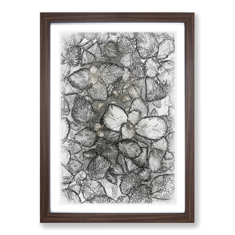 Plant Leaves Abstract Art - Picture Frame Graphic Art Print, Walnut, 91cm H x 60cm W x 2cm D